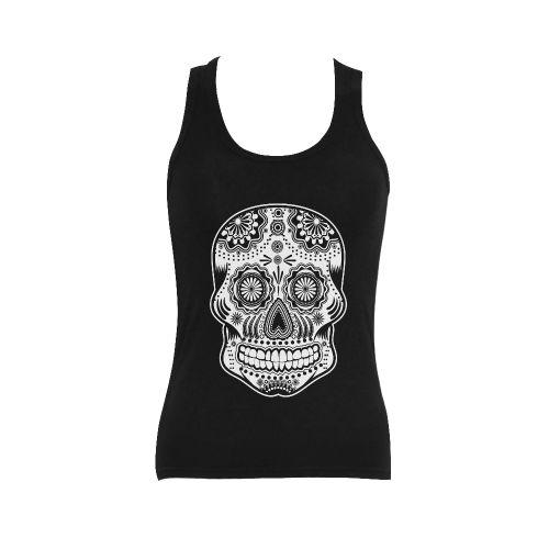 sugar skull Women's Shoulder-Free Tank Top (Model T35)