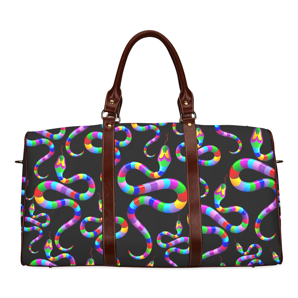 Snake Psychedelic Rainbow Colors Waterproof Travel Bag/Small (Model 1639)