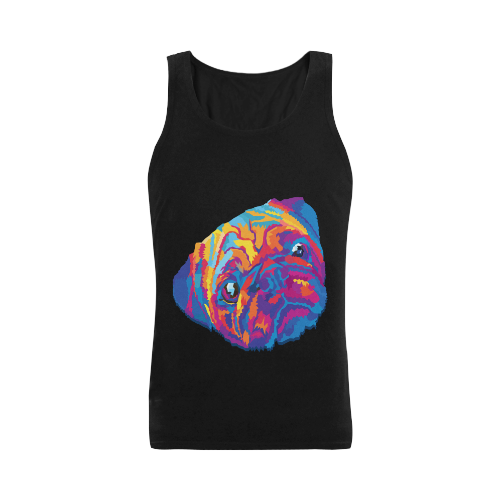 pop art pug Men's Shoulder-Free Tank Top (Model T33)