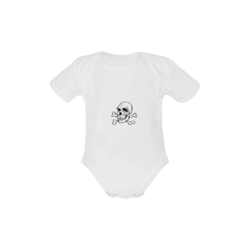 Skull 816 white (Halloween) Baby Powder Organic Short Sleeve One Piece (Model T28)