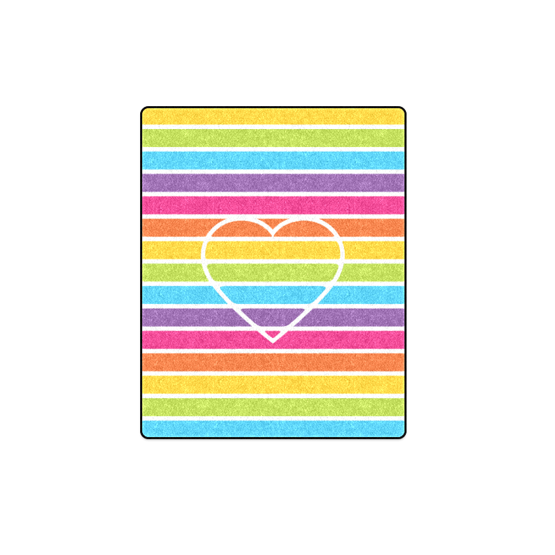 striped love rainbow heart Blanket 40"x50"