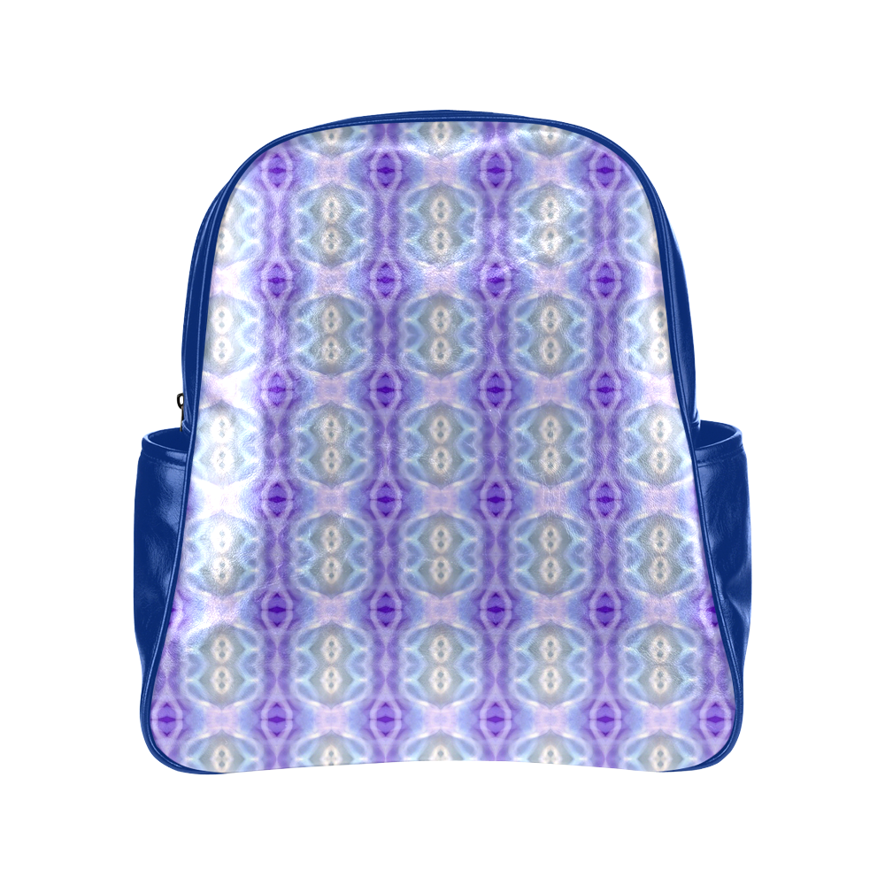 Light Blue Purple White Girly Pattern Multi-Pockets Backpack (Model 1636)