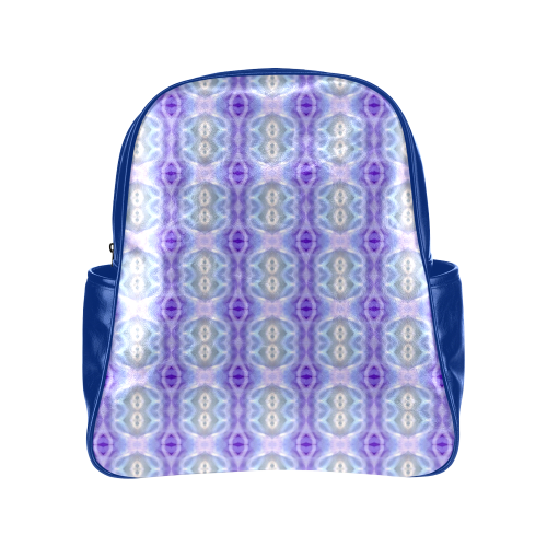 Light Blue Purple White Girly Pattern Multi-Pockets Backpack (Model 1636)