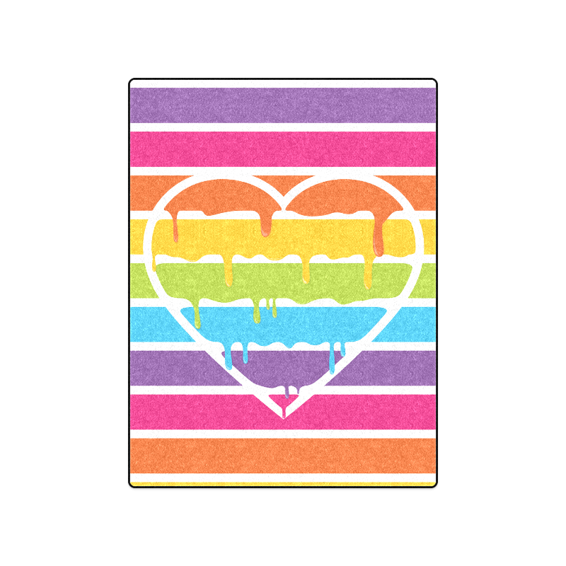 rainbow heart stripes Blanket 50"x60"