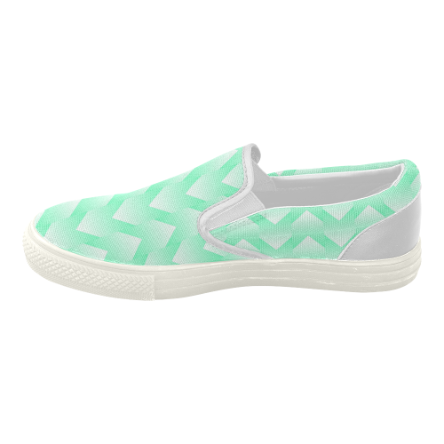 Mint Green/White Pattern Women's Slip-on Canvas Shoes (Model 019)