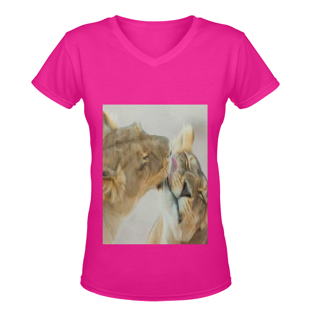 sd llläz Women's Deep V-neck T-shirt (Model T19)