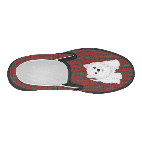 Tartan Plaid and Scottie Dog by ArtformDesigns Women's Slip-on Canvas Shoes (Model 019)