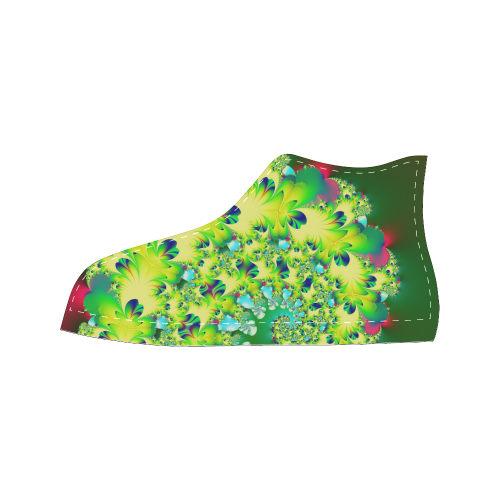 Fern Frond at Sunset Fractal Abstract Women's Classic High Top Canvas Shoes (Model 017)