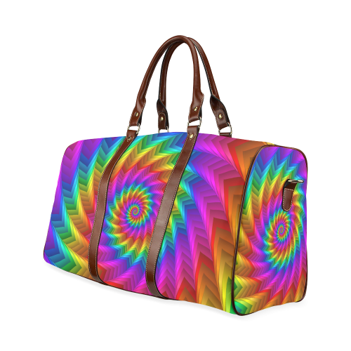 Psychedelic Rainbow Spiral Fractal Waterproof Travel Bag/Small (Model 1639)