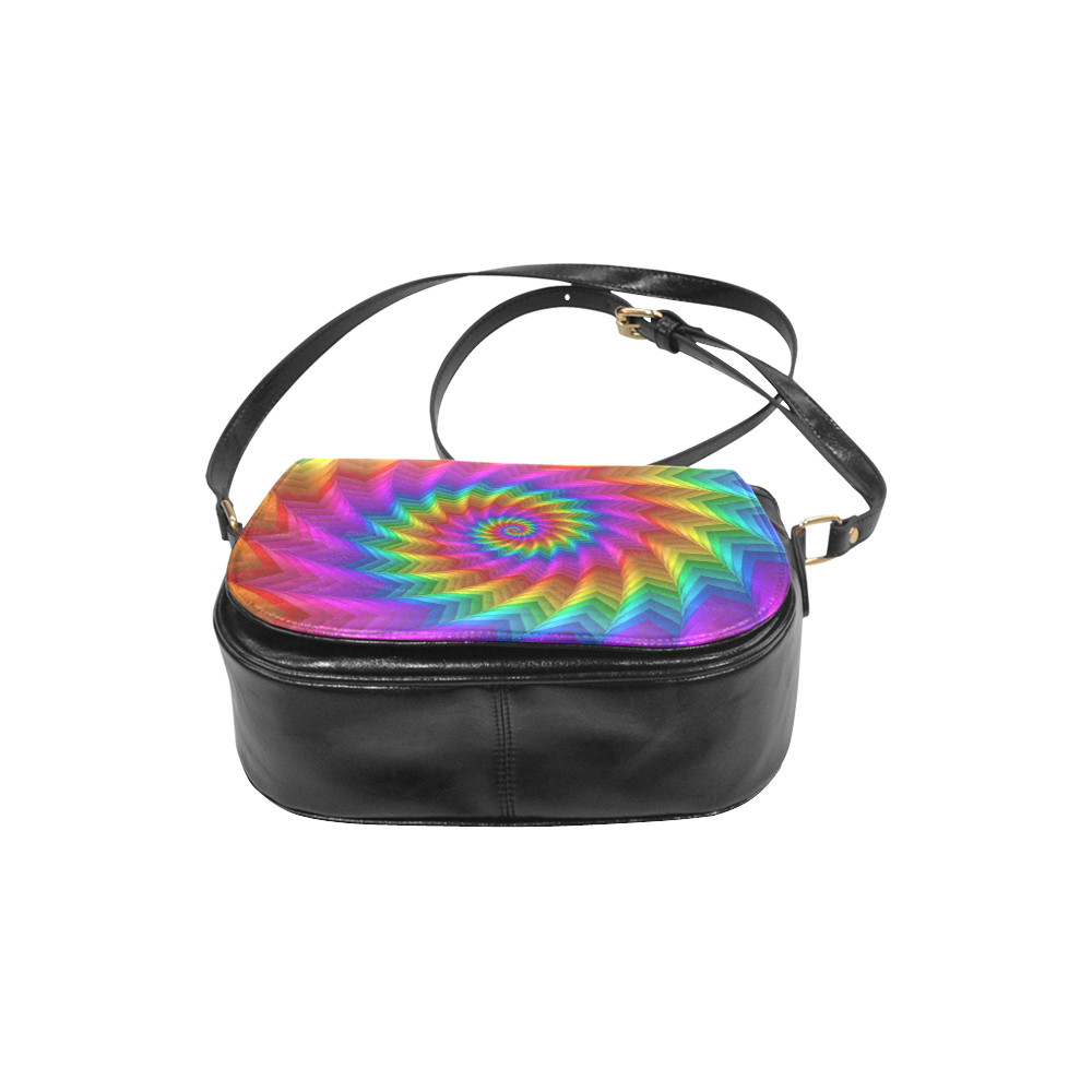 Psychedelic Rainbow Spiral Fractal Classic Saddle Bag/Small (Model 1648)