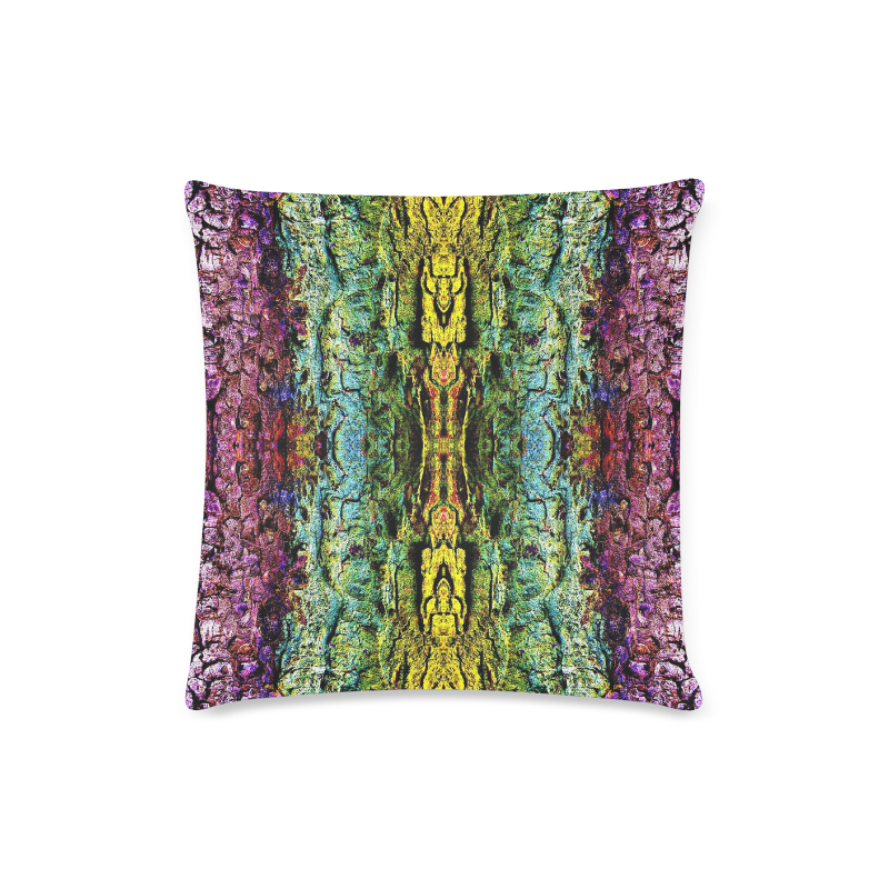 Abstract, Yellow Green, Purple, Tree Trunk Custom Zippered Pillow Case 16"x16"(Twin Sides)