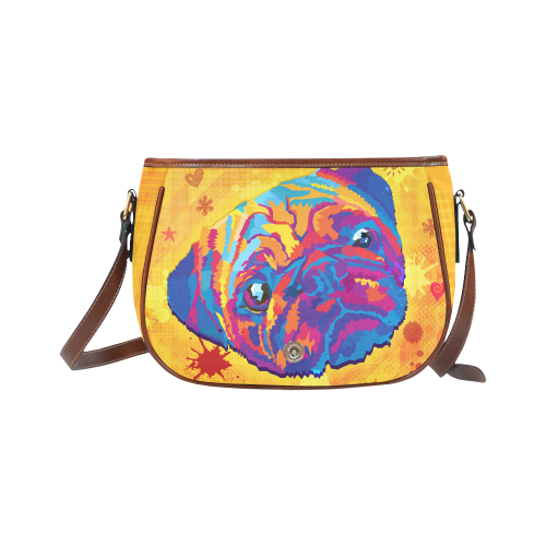 pop art pug Saddle Bag/Small (Model 1649) Full Customization