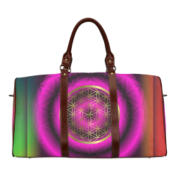 Blumen des Lebens Gold Magentha Waterproof Travel Bag/Small (Model 1639)