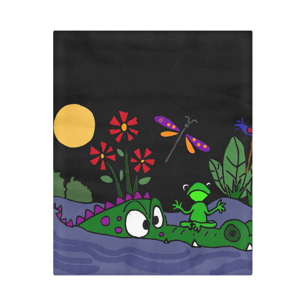 Cool Frog on Alligator Nose Art Duvet Cover 86"x70" ( All-over-print)