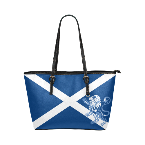 Tribal Lion Rampant and Saltire Flag by ArtformDesigns Leather Tote Bag/Small (Model 1651)