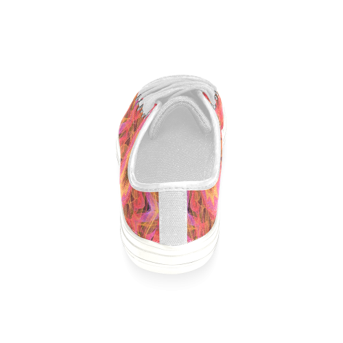 Abstract Peach Violet Mandala Ribbon Candy Lace Women's Classic Canvas Shoes (Model 018)