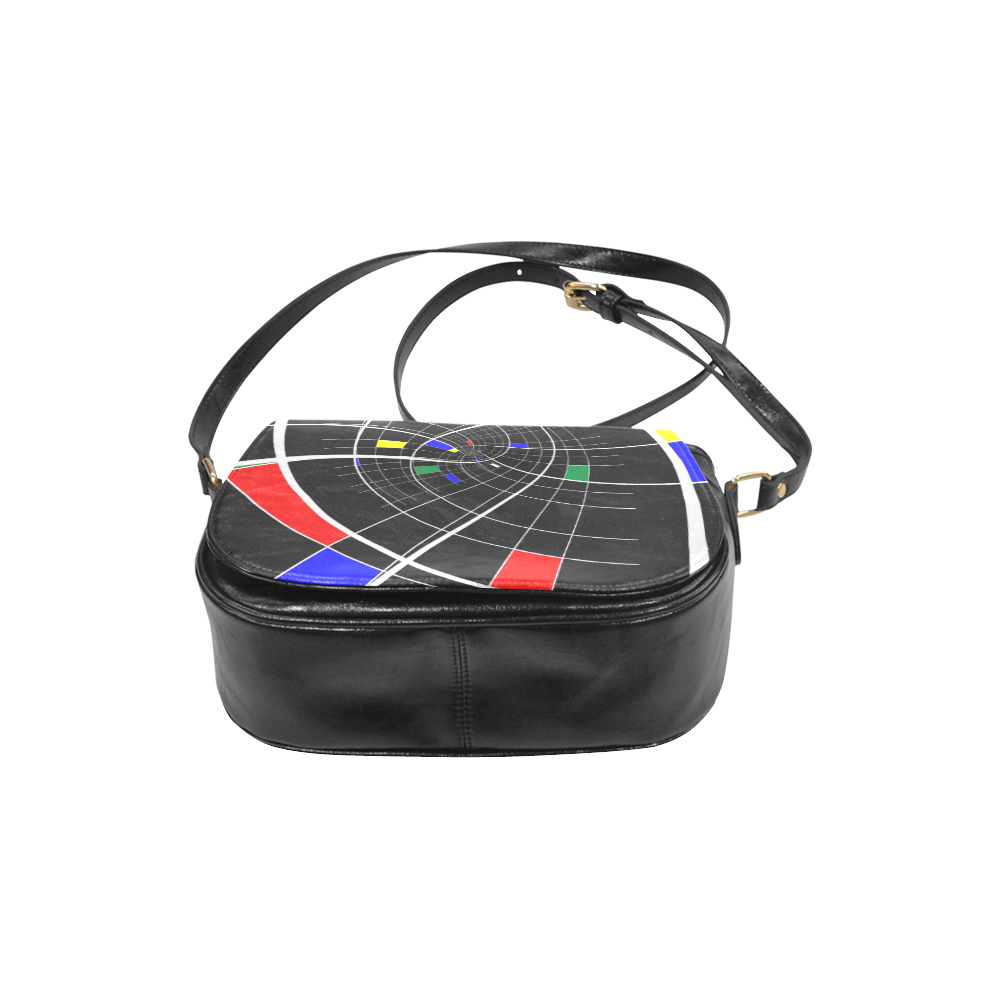 Swirl Grid with Colors Red Blue Green Yellow White Classic Saddle Bag/Large (Model 1648)