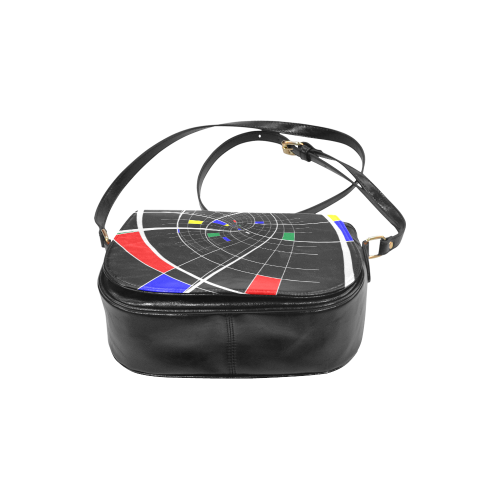 Swirl Grid with Colors Red Blue Green Yellow White Classic Saddle Bag/Large (Model 1648)