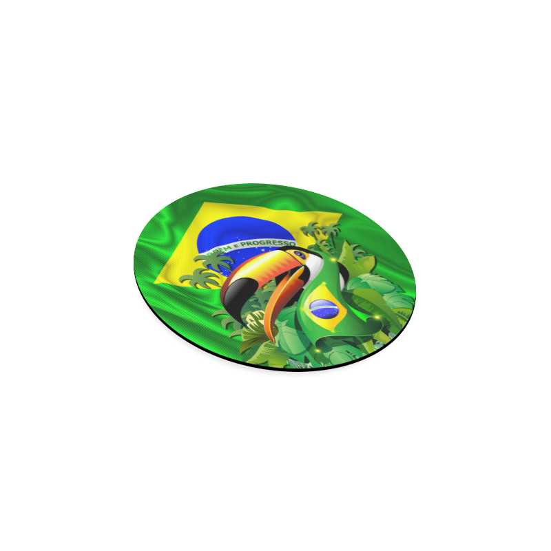 Brazil Flag with Toco Toucan Round Coaster