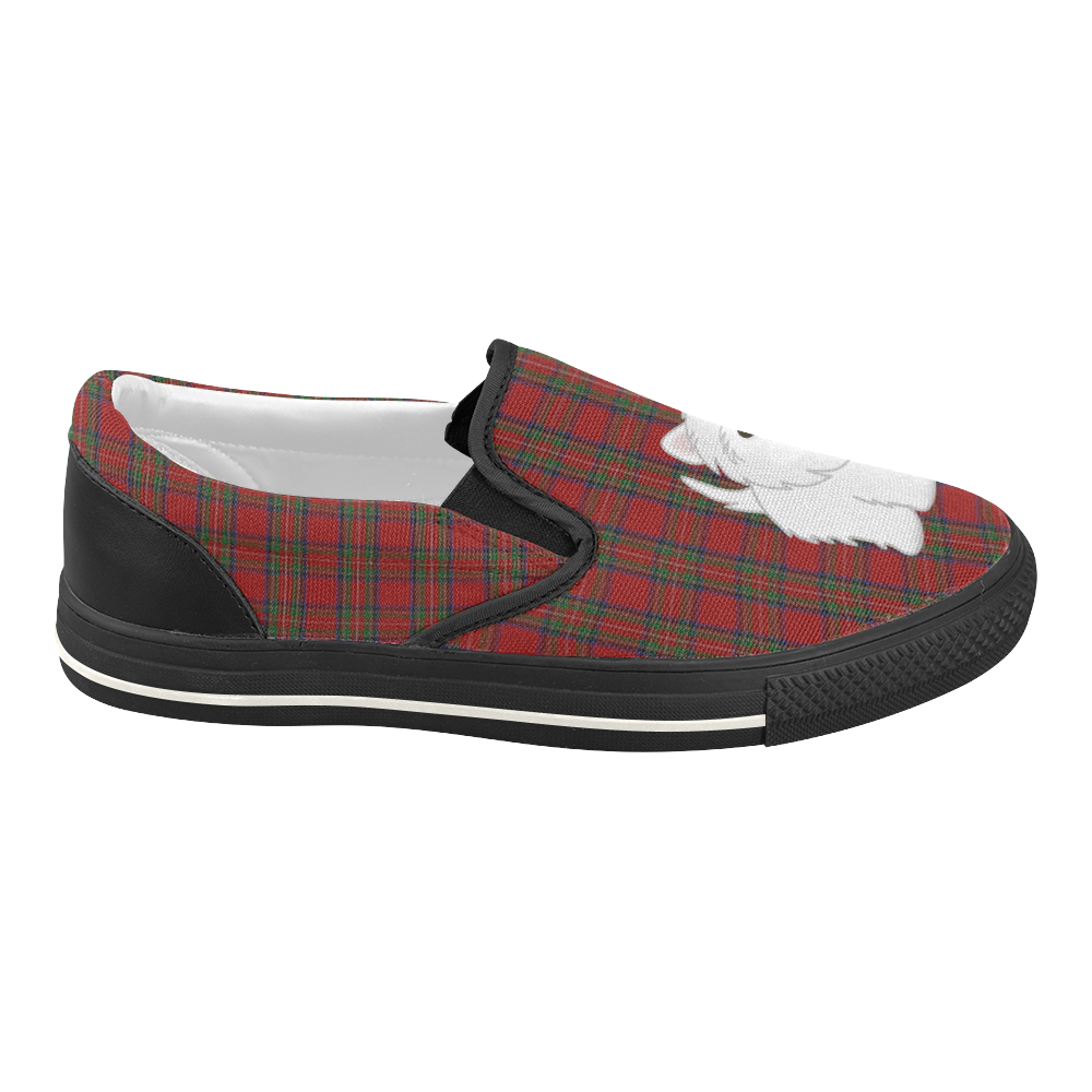 Tartan Plaid and Scottie Dog by ArtformDesigns Women's Slip-on Canvas Shoes (Model 019)