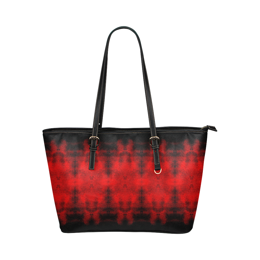 Red Black Gothic Pattern Leather Tote Bag/Small (Model 1651)