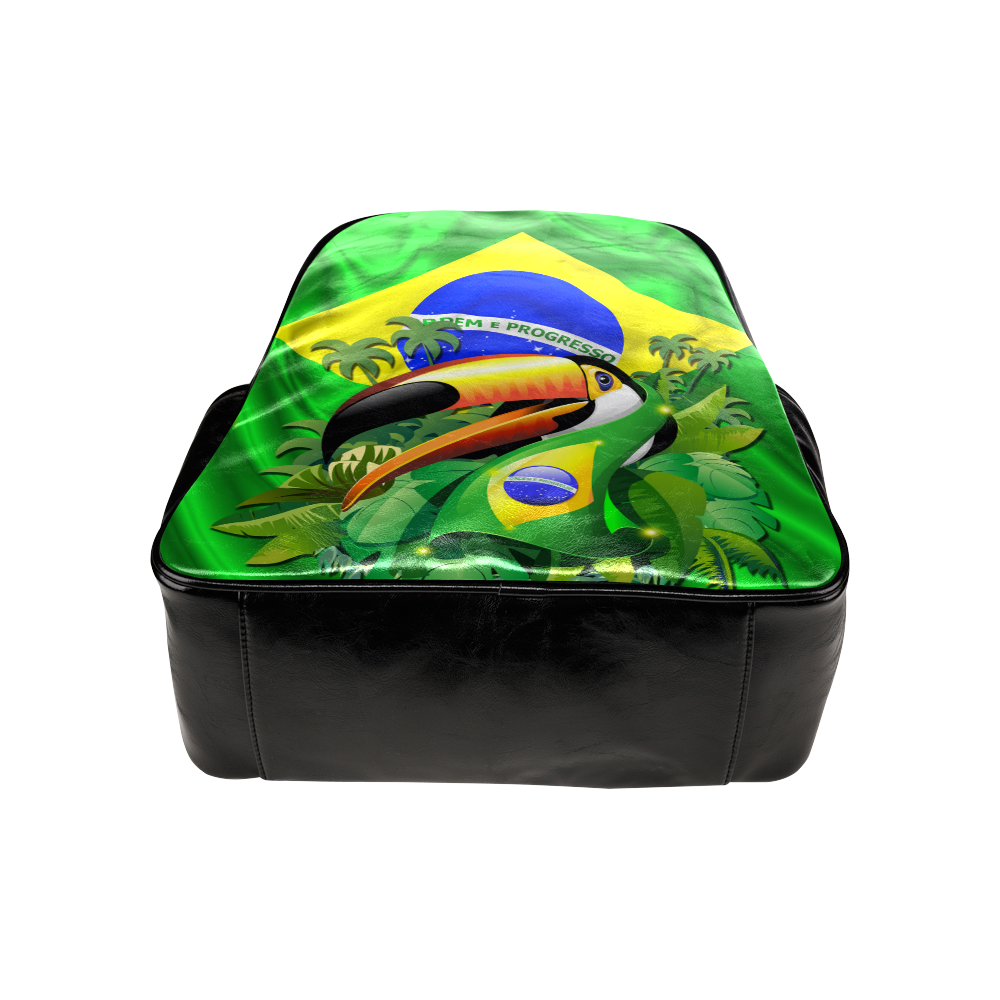 Brazil Flag with Toco Toucan Multi-Pockets Backpack (Model 1636)