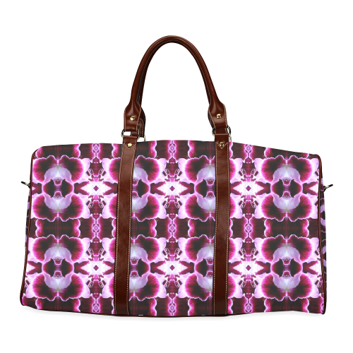 Purple White Flower Abstract Pattern Waterproof Travel Bag/Large (Model 1639)
