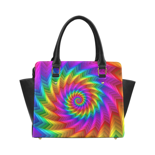 Psychedelic Rainbow Spiral Fractal Classic Shoulder Handbag (Model 1653)