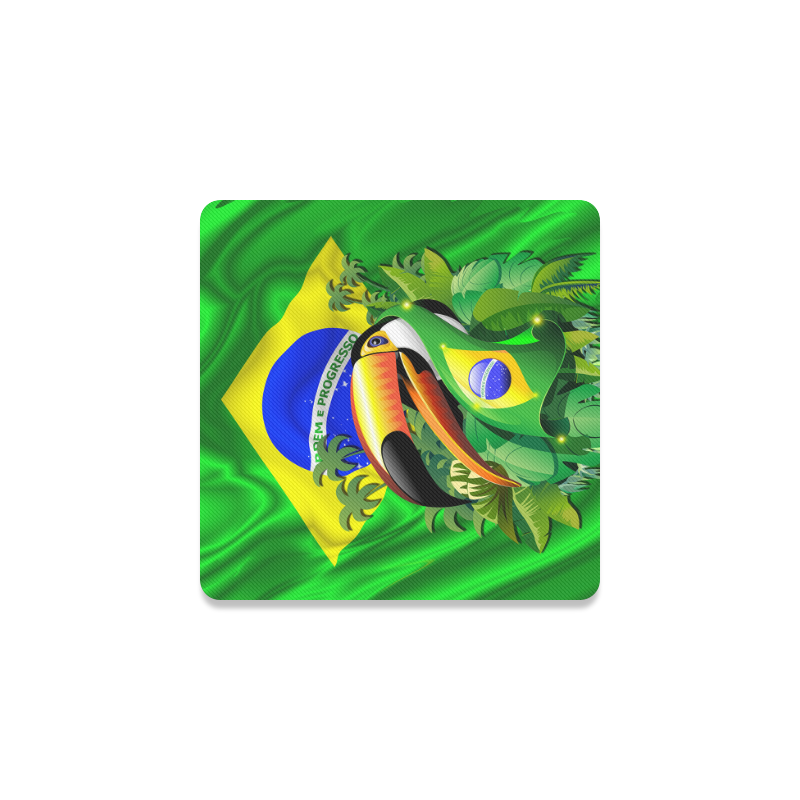 Brazil Flag with Toco Toucan Square Coaster