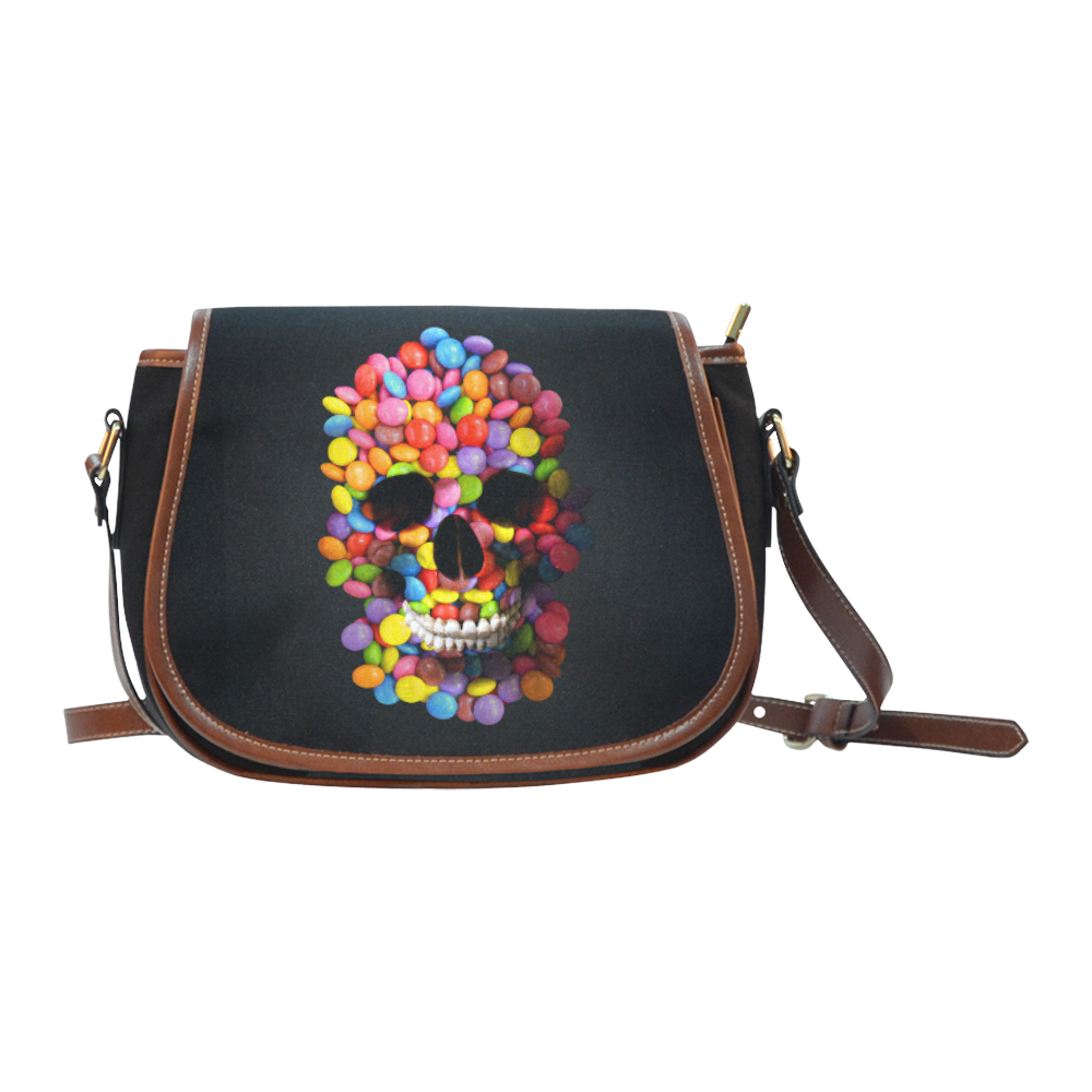Halloween Candy Sugar Skull Saddle Bag/Small (Model 1649) Full Customization