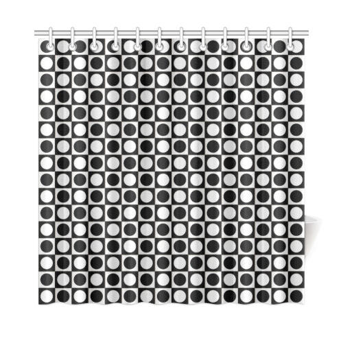 Modern DOTS in SQUARES pattern - black white Shower Curtain 72"x72"