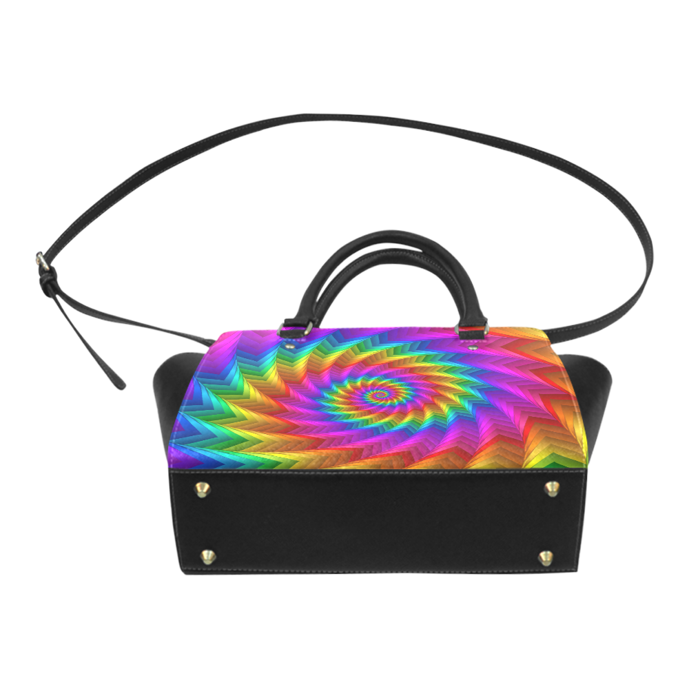 Psychedelic Rainbow Spiral Fractal Classic Shoulder Handbag (Model 1653)