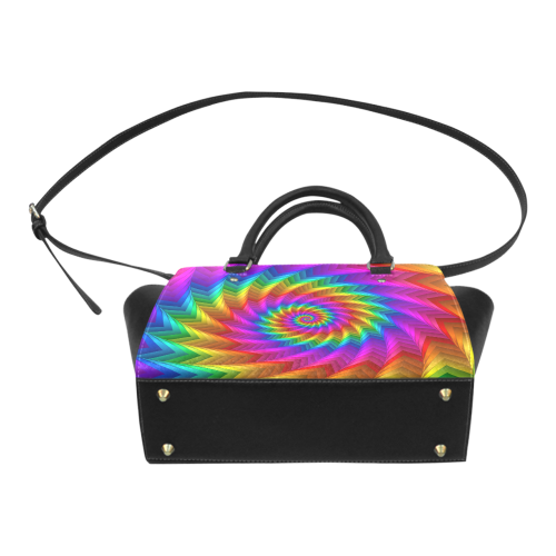 Psychedelic Rainbow Spiral Fractal Classic Shoulder Handbag (Model 1653)