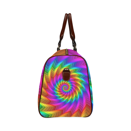 Psychedelic Rainbow Spiral Fractal Waterproof Travel Bag/Small (Model 1639)