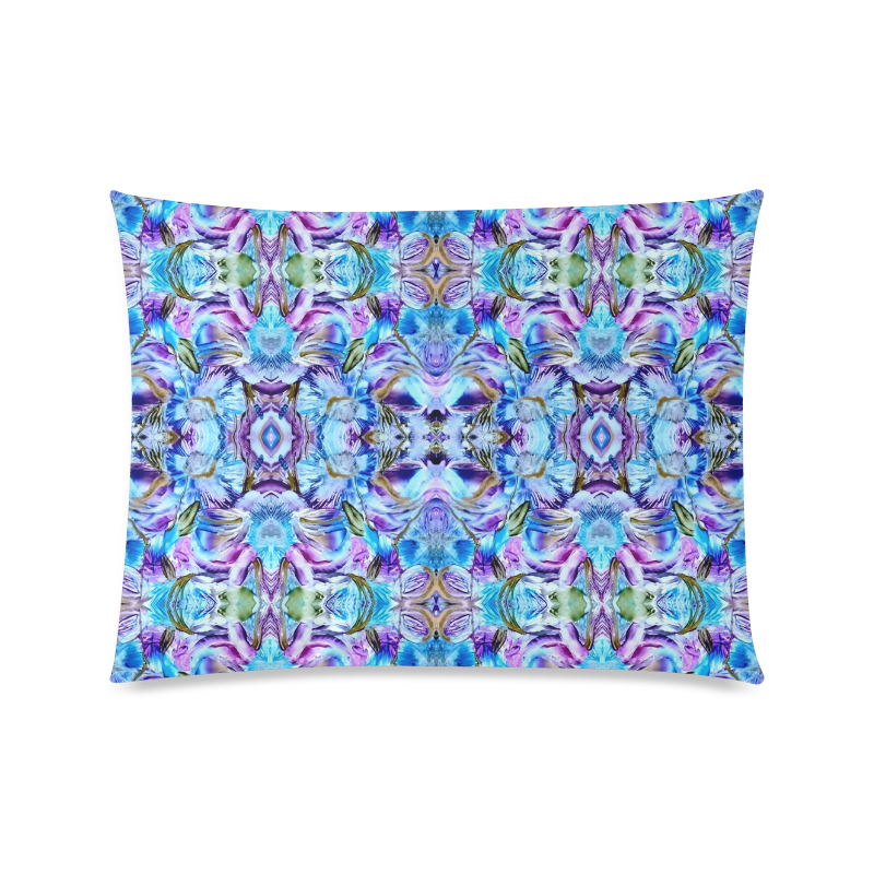 Elegant Turquoise Blue Flower Pattern Custom Picture Pillow Case 20"x26" (one side)
