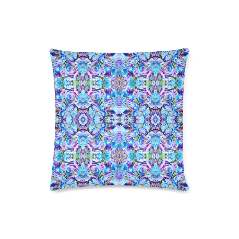 Elegant Turquoise Blue Flower Pattern Custom Zippered Pillow Case 16"x16"(Twin Sides)