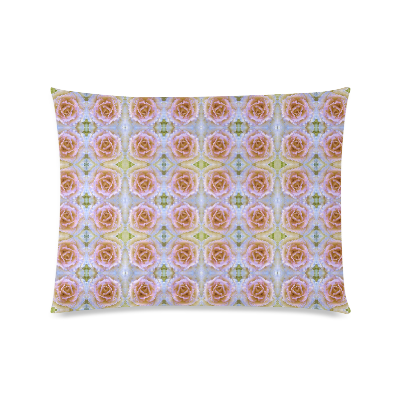 Pink Light Blue Pastel Flowers Custom Picture Pillow Case 20"x26" (one side)