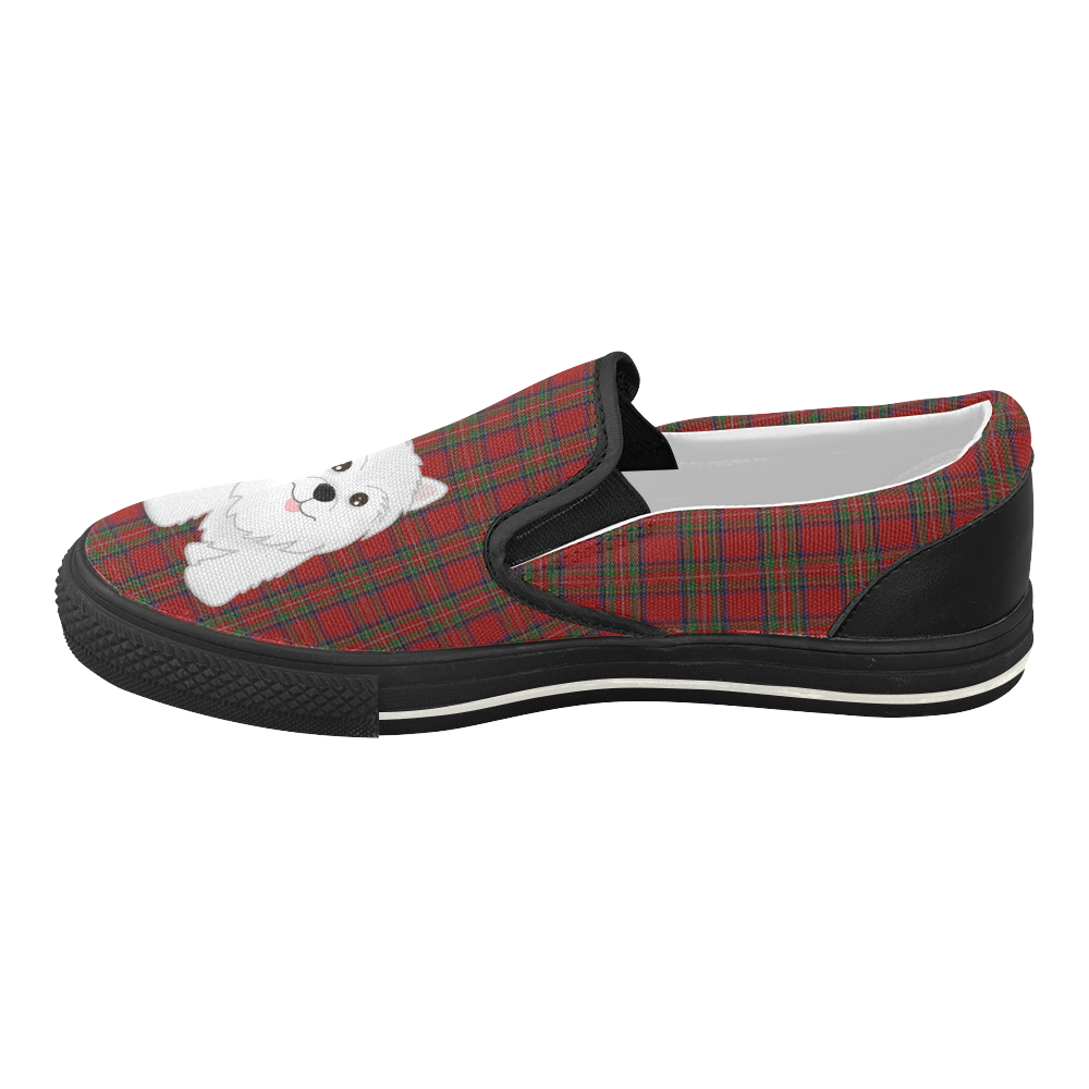 Tartan Plaid and Scottie Dog by ArtformDesigns Women's Slip-on Canvas Shoes (Model 019)