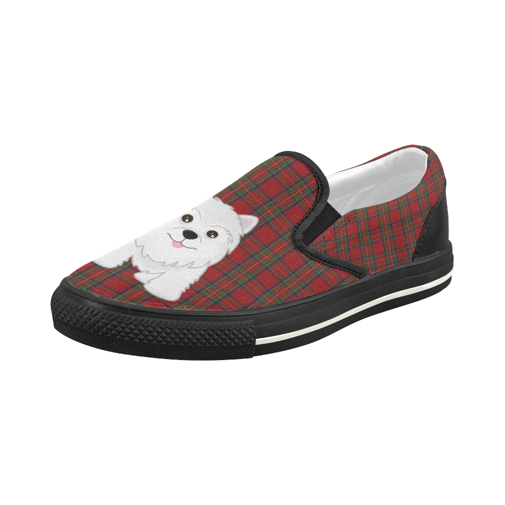 Tartan Plaid and Scottie Dog by ArtformDesigns Women's Slip-on Canvas Shoes (Model 019)