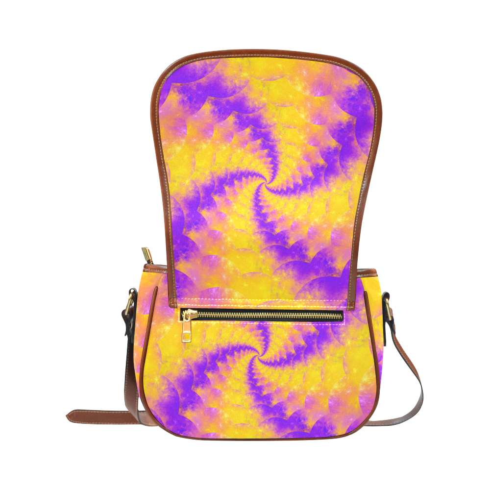 Color Explosion Spiral Yellow Lilac Composion Saddle Bag/Large (Model 1649)