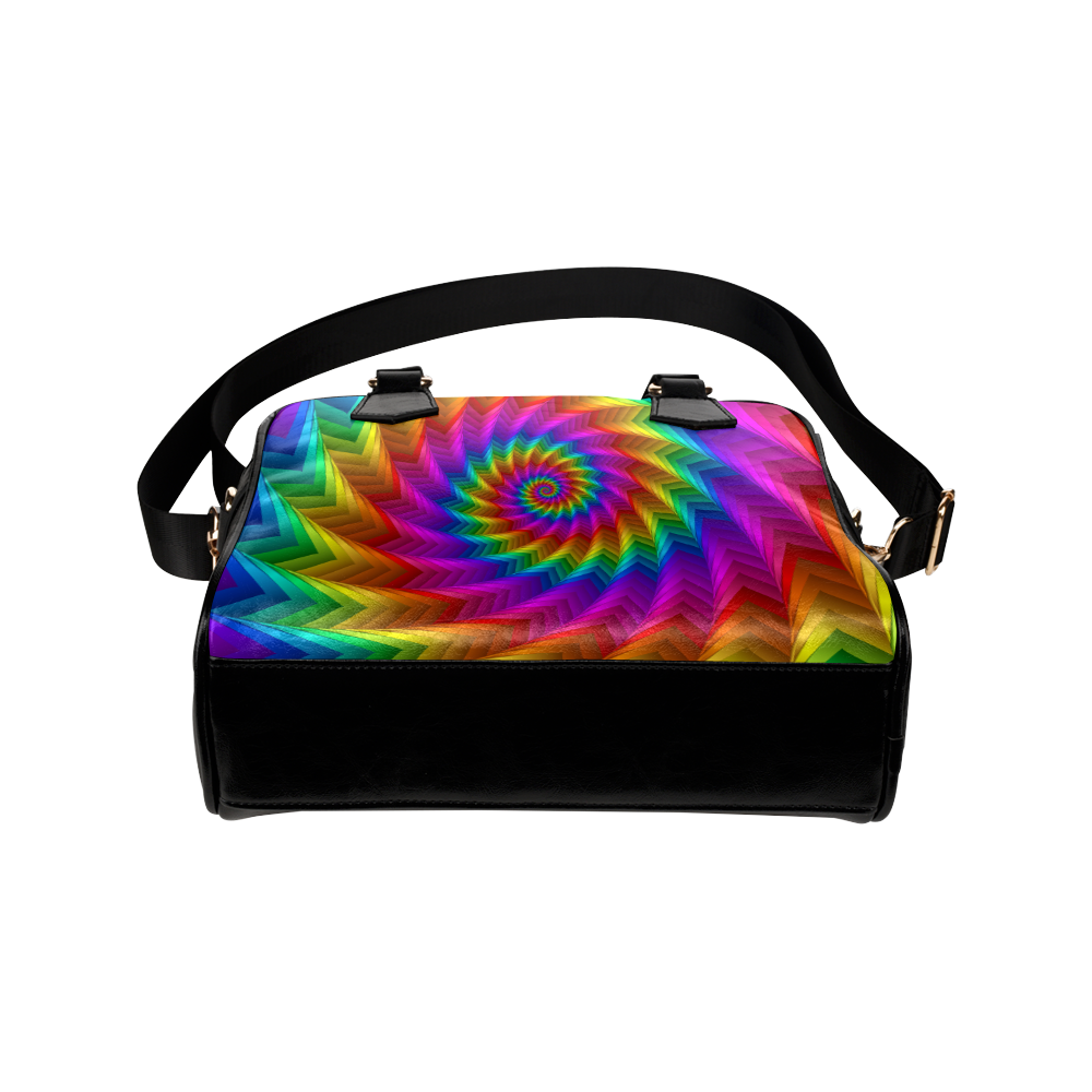 Psychedelic Rainbow Spiral Fractal Shoulder Handbag (Model 1634)