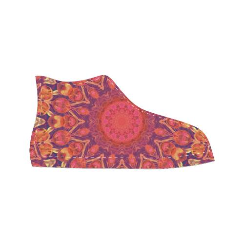 Sunburst, Abstract Peach Cream Orange Star Quilt Women's Classic High Top Canvas Shoes (Model 017)