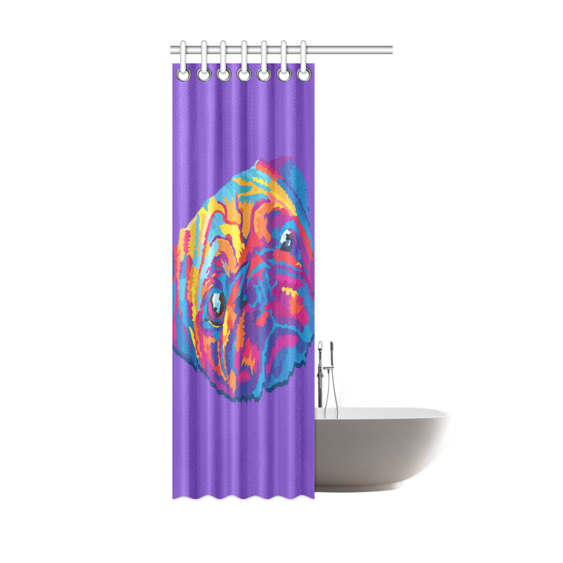 pop art pug Shower Curtain 36"x72"