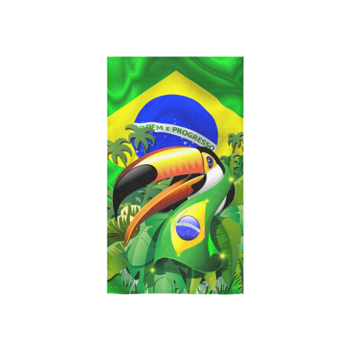 Brazil Flag with Toco Toucan Custom Towel 16"x28"