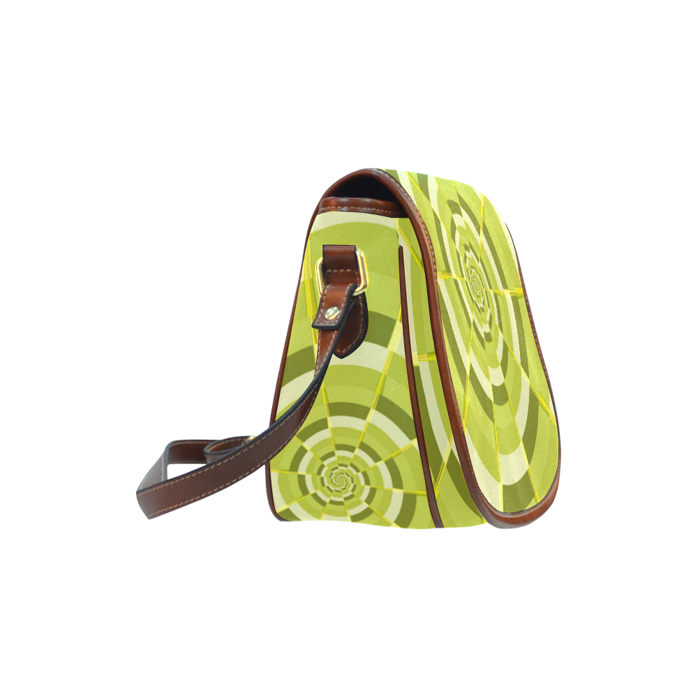 Crazy Dart Green Gold Spiral Saddle Bag/Large (Model 1649)