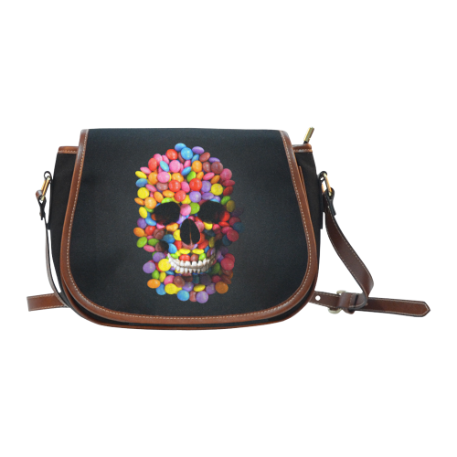 Halloween Candy Sugar Skull Saddle Bag/Large (Model 1649)