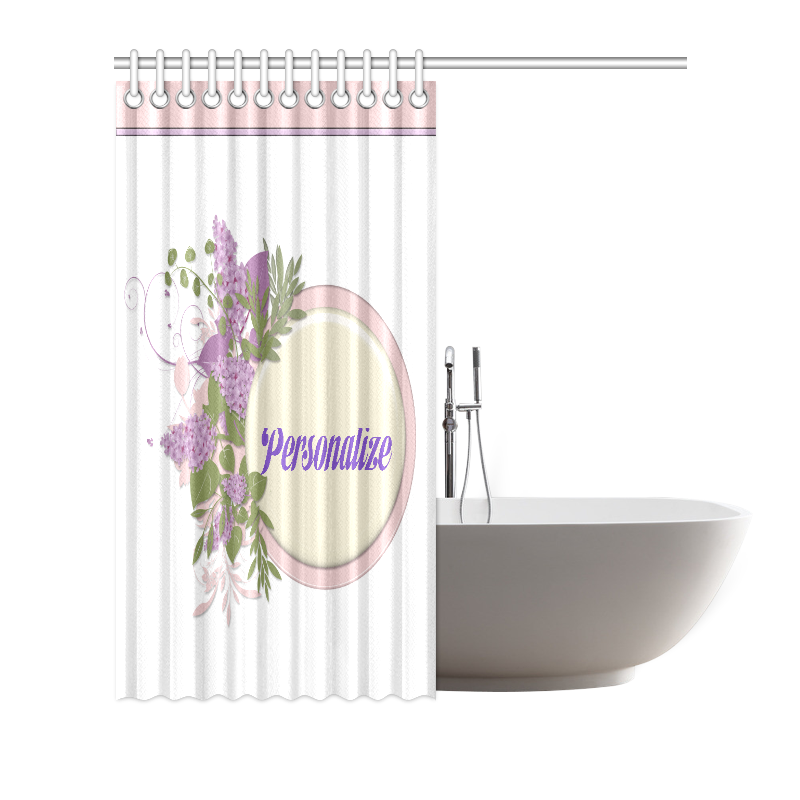 Lilac Bouquet Pink and Cream Plaque Personalize Shower Curtain 72"x72"