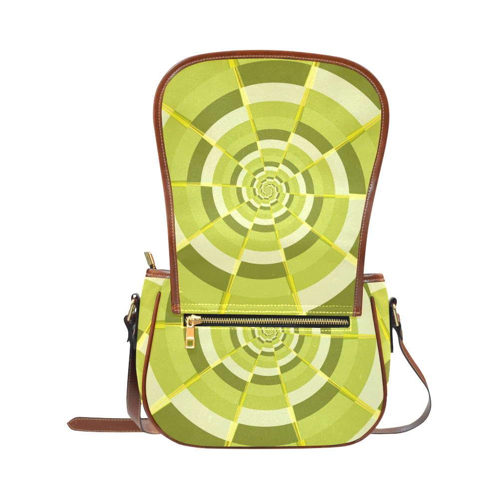 Crazy Dart Green Gold Spiral Saddle Bag/Large (Model 1649)