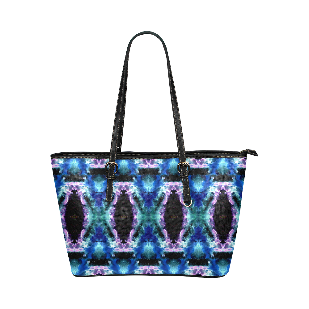 Blue, Light Blue, Metallic Diamond Pattern Leather Tote Bag/Small (Model 1651)