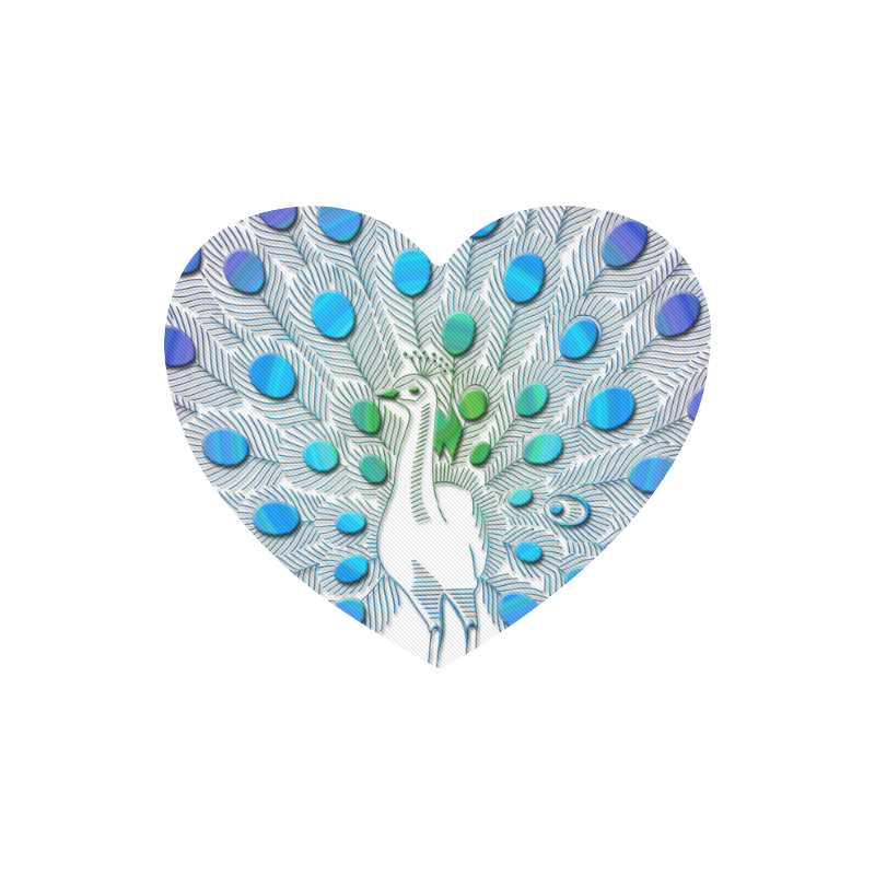 Cyan Purple Peacock Heart-shaped Mousepad